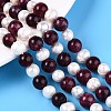 Dyed Natural Garnet Round & Natural Cultured Freshwater Pearl Grooved Potato Beads Strands PEAR-N019-12-1