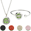 1Pc Stainless Steel Open Cuff Bangles & 1Pc Stainless Steel Pendant Neclace AJEW-SC0004-06A-1