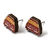 Wood Stud Earrings EJEW-Z054-01J-1
