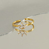 304 Stainless Steel Micro Pave Clear Cubic Zirconia Cuff Rings for Women FS-WGE9F4E-02-1