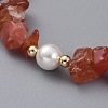 Natural Red Agate/Carnelian Chip Beaded Bracelets BJEW-JB04933-05-2