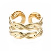 304 Stainless Steel Twist Wrap Open Cuff Ring RJEW-T023-06G-1