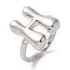 Initials Brass Open Cuff Ring for Women RJEW-N046-02H-P-1