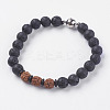Natural Lava Rock Beads Stretch Bracelets BJEW-E326-12D-1