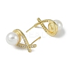 Rack Plating Brass With ABS Imitation Pearl Beads EJEW-U006-04G-2