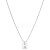 1Pc Stainless Steel Letter Rectangle Pendant Necklaces NJEW-LP0001-34B-P-1