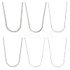 6Pcs 6 Styles Stainless Steel Cable & Snake & Rope & Box Chain Necklaces Set for Men Women NJEW-TA0001-14-3