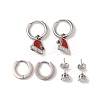 3 Pairs 3 Styles Christmas 304 Stainless Steel Hoop & Studs Earrings Set for Women EJEW-K279-11A-P-2