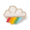 Glass Seed Braided Cloud with Rainbow Brooch Pin JEWB-MZ00001-1
