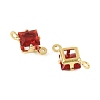 Brass Pave Cubic Zirconia Rhombus Connector Charms KK-P347-04G-03-3
