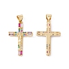 Rack Plating Brass Micro Pave Cubic Zirconia Pendants ZIRC-C040-46G-01-1