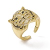 Clear Cubic Zirconia Tiger Open Cuff Ring RJEW-M144-12G-3