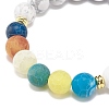 Synthetic Howlite & Weathered Agate(Dyed) Round Beaded Stretch Bracelet BJEW-JB08399-01-4
