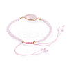 Adjustable Natural Rose Quartz Braided Bead Bracelets BJEW-JB04559-04-3