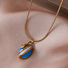 Vintage European 304 Stainless Steel Half Oval Pendant Necklaces for Women PK1289-2
