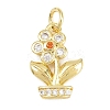 Brass Micro Pave Cubic Zirconia Pendants KK-F938-28G-04-1