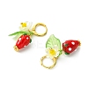 Lampwork Strawberry with Plastic Pearl Flower Dangle Leverback Earring X-EJEW-TA00130-7