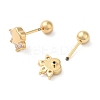 Paw Print Bow Brass Micro Pave Clear Cubic Zirconia Cartilage Earrings EJEW-L289-03G-02-2