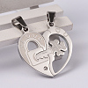 Heart 304 Stainless Steel Rhinestone Split Pendants STAS-I060-02B-1