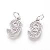 Brass Micro Pave Clear Cubic Zirconia Charms ZIRC-L092-09-P-1