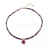 Teardrop Pendant Necklace with Round Beaded Chains NJEW-JN03921-4