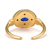 Real 18K Gold Plated Brass Cubic Zirconia Cuff Ring RJEW-C014-02-3