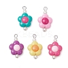 Two Tone Opaque Acrylic Beads with 304 Stainless Steel Flat Head Pins Pendants PALLOY-JF03483-02-1