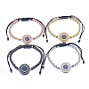 Adjustable Brass Braided Beaded Bracelets BJEW-F282-29-RS-1