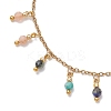 3mm Round Faceted Natural Amethyst & Lapis Lazuli & African Turquoise(Jasper) & Sunstone & Ruby/Red Corundum Charm Bracelets BJEW-JB10595-3