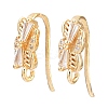 Brass Micro Pave Clear Cubic Zirconia Rectangle Earring Hooks KK-A274-03G-1