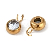 Ion Plating(IP) 304 Stainless Steel Micro Pave Cubic Zirconia Charms STAS-Z094-02G-10-2