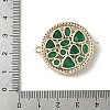 Brass Micro Pave Clear Cubic Zirconia and Glass Flat Round Connector Charms KK-I276-33G-4