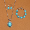 Oval Alloy with Synthetic Turquoise Pendant Necklaces & Dangle Earrings & Link Bracelets Sets WGD1135-10-1