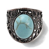 Synthetic Turquoise Oval Adjustable Rings RJEW-K271-06R-24-3