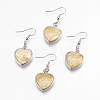 Natural Yellow Shell Dangle Earrings EJEW-F162-D02-1
