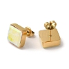 Glass Square Stud Earrings EJEW-Q781-20G-2
