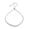 Brass Pave Clear Cubic Zirconia Square Box Chain Slider Bracelets BJEW-YWC0002-10A-P-1