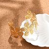 Flower 304 Stainless Steel Open Cuff Bangles for Women BJEW-M313-05G-6