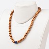 Wood Beaded Necklaces NJEW-JN01625-02-3