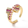 Ion Plating(IP) Cubic Zirconia Rectangle Open Cuff Ring RJEW-C041-11G-2