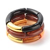 Chunky Acrylic & CCB Plastic Curved Tube Beads Stretch Bracelets Set for Women BJEW-JB07318-1