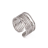 Non-Tarnish 304 Stainless Steel Multi Line Open Cuff Rings for Women RJEW-G285-10P-1