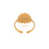 Ion Plating(IP) 304 Stainless Steel Flat Round with Heart Open Cuff Ring for Women RJEW-S405-202G-2