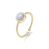 Natural Blue Lace Agate Cuff Rings RJEW-E074-01G-05-2