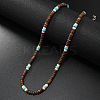 Retro Men's Coconut & Synthetic Turquoise & Shell Heishi Beaded Necklaces OX2630-1-1