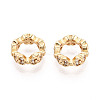 Brass Micro Pave Clear Cubic Zirconia European Beads KK-N275-03G-2