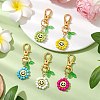 Smiling Face Flower Glass Seed with Acrylic Pendant Decorations HJEW-JM02530-2
