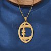 201 Stainless Steel Hollow Rugby Pendant Necklaces NJEW-D318-01G-1