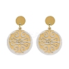 Ion Plating(IP) 304 Stainless Steel Flat Round Stud Earrings for Women EJEW-K281-24G-1