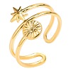 201 Stainless Steel Sun & Star Open Cuff Ring for Women FIND-PW0004-75G-1